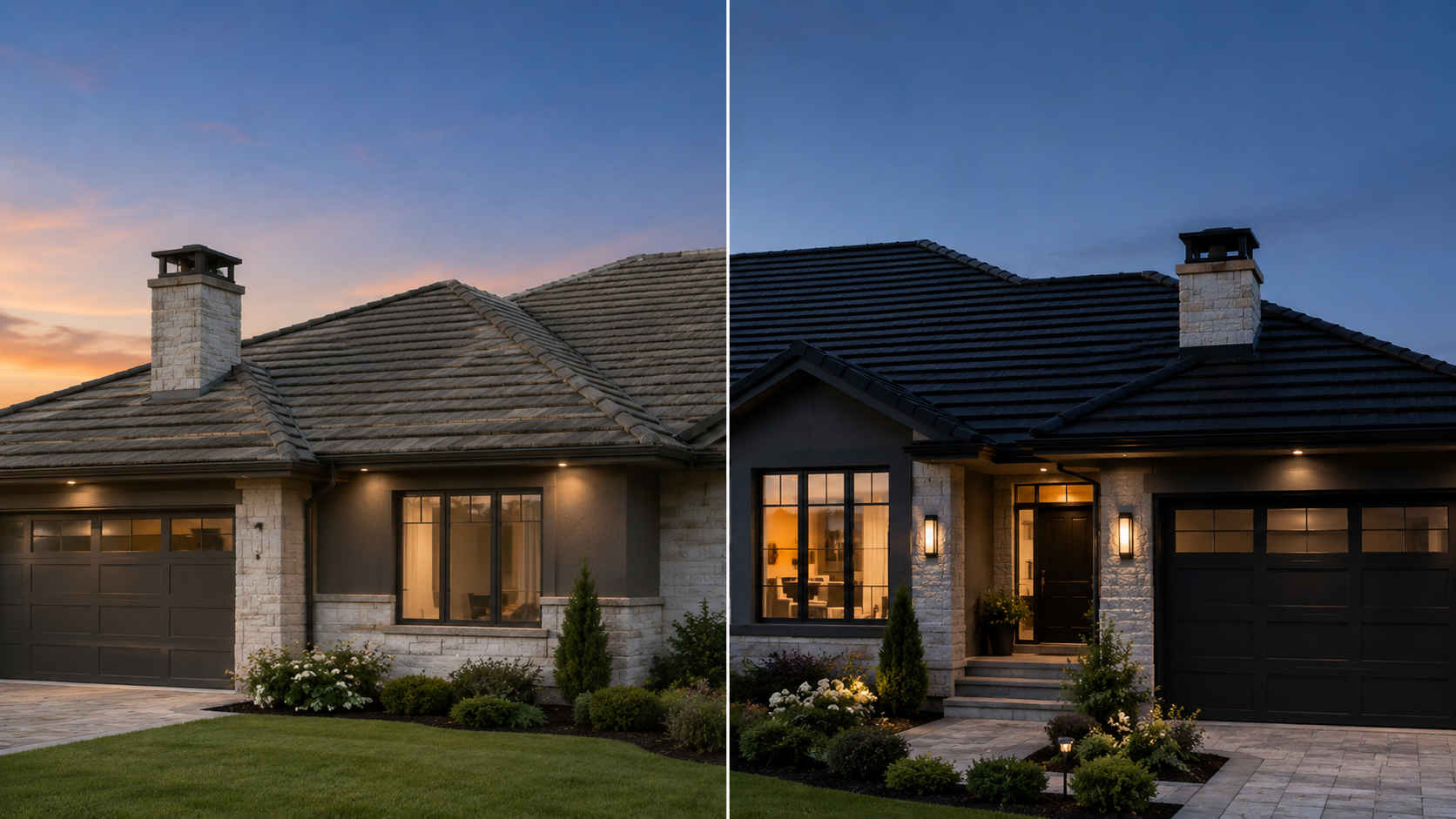 Before-and-after terracotta roof restoration by SJ&H Roofing Services Brisbane